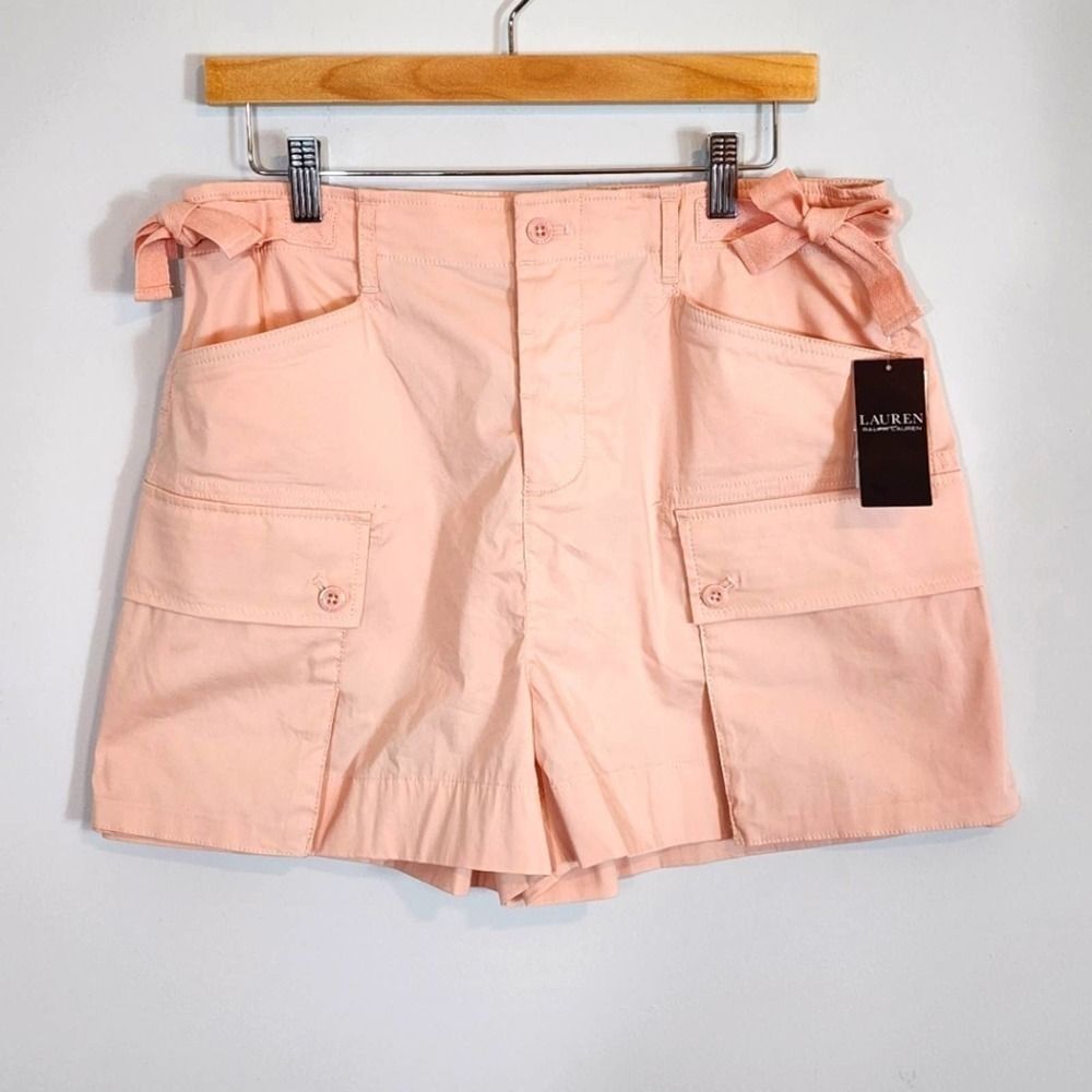 NWT Ralph Lauren Twill Cargo Chino Cotton Stretch Shorts Pale Pastel Pink SZ 10 - Picture 5 of 10